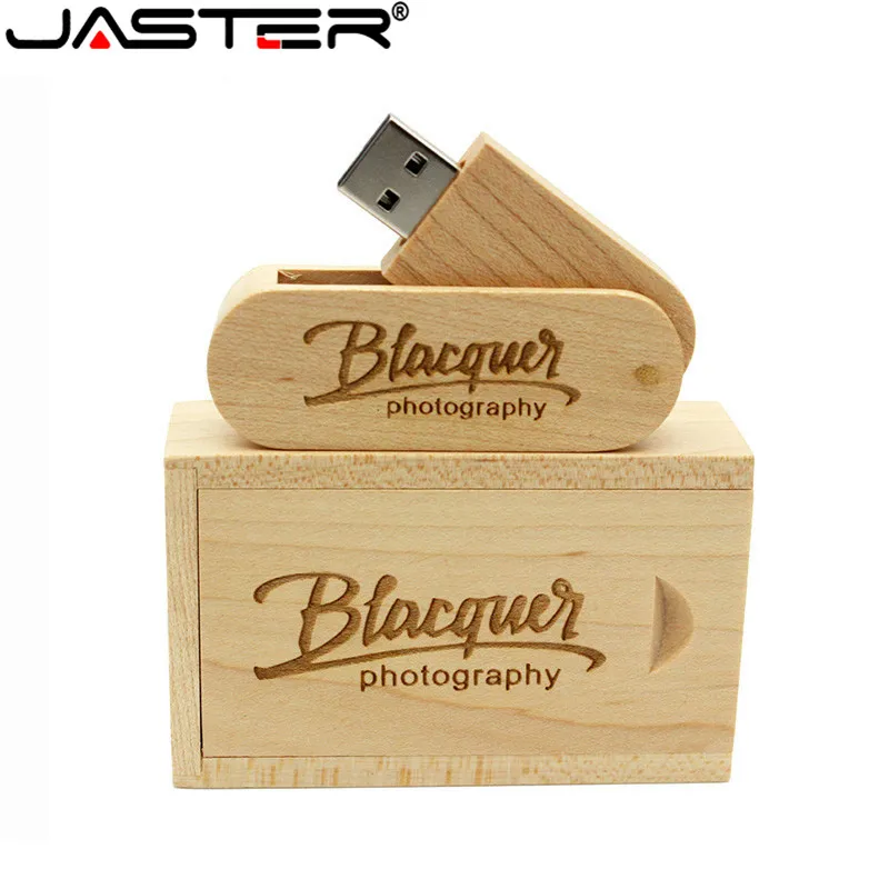 JASTER(более 10 шт бесплатный логотип) Вращающийся деревянный usb+ коробка USB флэш-накопитель Флешка 8 Гб 16 г 32 Гб U диск фотография свадебный подарок