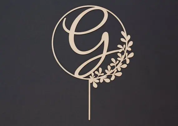 Monogram Cake Topper Wedding Custom Rustic Single Initial | Дом и сад
