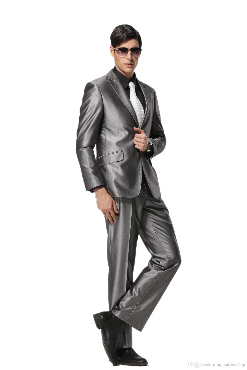 Новое поступление мужские костюмы приталенные на заказ модные серебристые серые