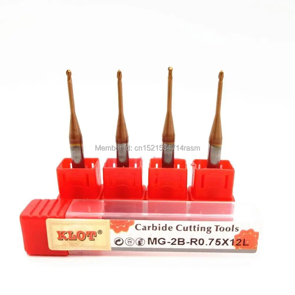 KLOT HRC60 Расширенный Reach TiCN твердосплавная Концевая фреза R0.5 R0.75 R1 r1.25мм фреза|ball nose