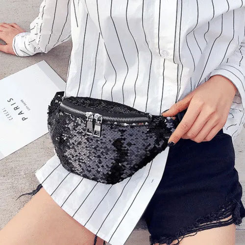 Двусторонняя поясная сумка с блестками русалка забавная Сумочка кошелек на