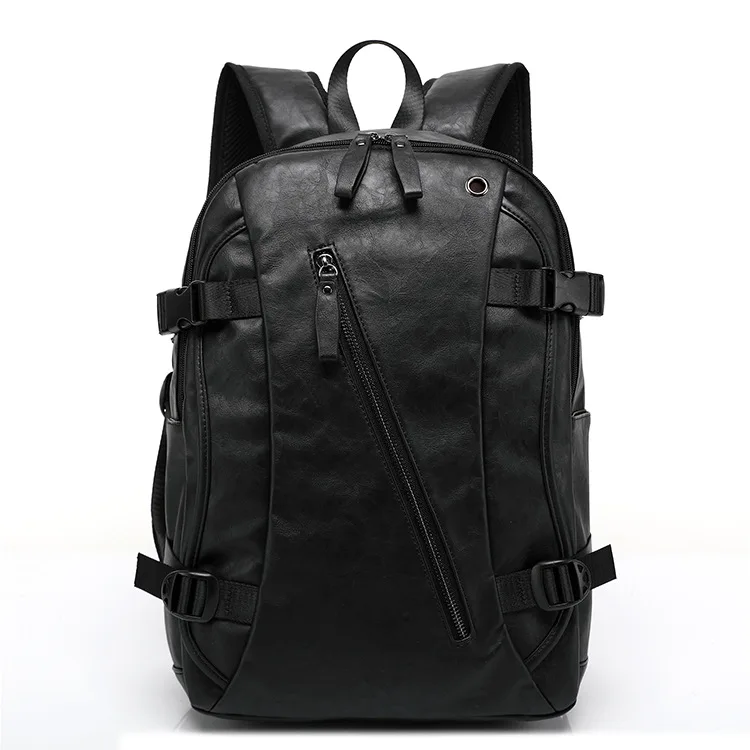 All Black Винтажные рюкзаки из искусственной кожи для мужчин, сумки для колледжа, Школьный Рюкзак Для Путешествий, рюкзак сумка через плечо, мужские рюкзаки для ноутбука - Цвет: All Black