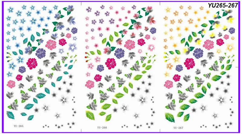 

3 PACK/ LOT WATER DECAL NAIL ART NAIL STICKER FULL COVER FLOWER VINE GRASS LEAF YU265-267