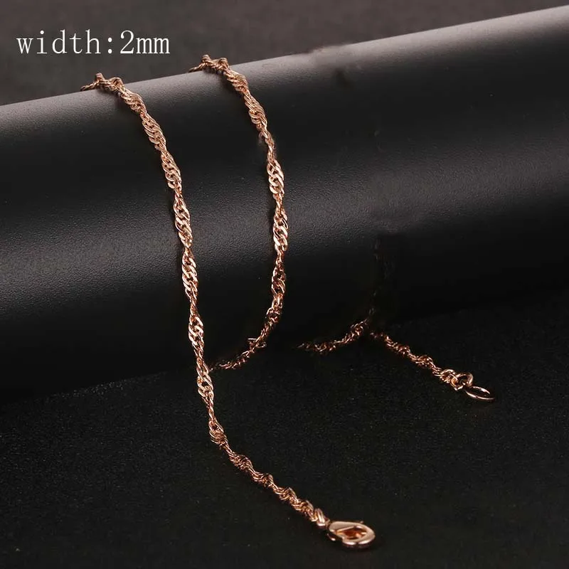 RN0072 17 стильные модные ювелирные изделия 20 дюймов 24 дюйма длинные цепочки для мужчин и женщин ожерелье 585 розовое золото цвет ювелирные изделия - Окраска металла: RN0072