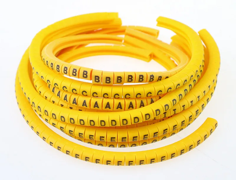 500 шт./лот EC 0 1 2 3 1.5mm2 A J ABCDEFJHIJ английские буквы гибких печатных рукав ярлыка трубки