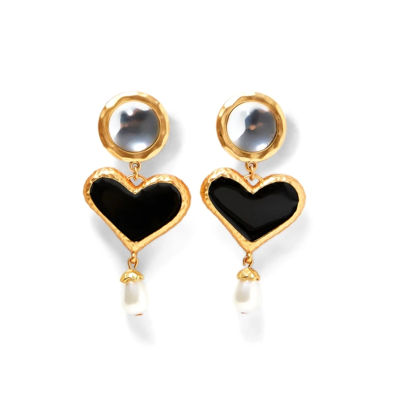 AOTEMAN Мода Сердце Кристалл Висячие массивные длинные Винтажные серьги большой черный boho za серьги для женщин этнические ювелирные изделия