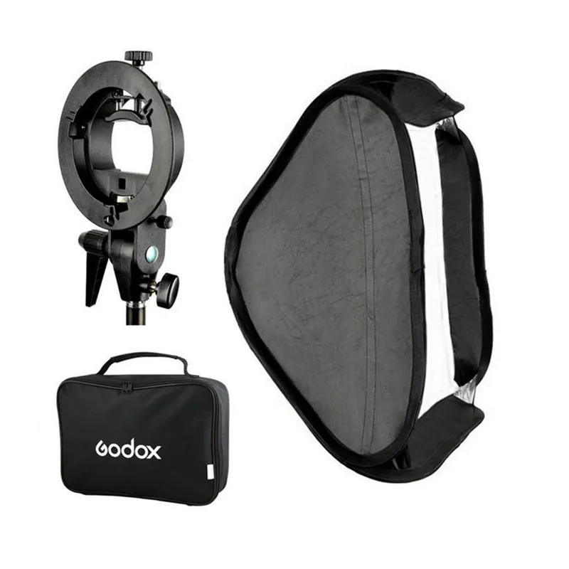 Godox 80*80 см софтбокс складной 80x80 Вспышка + S-образный кронштейн держатель Bowens сумка