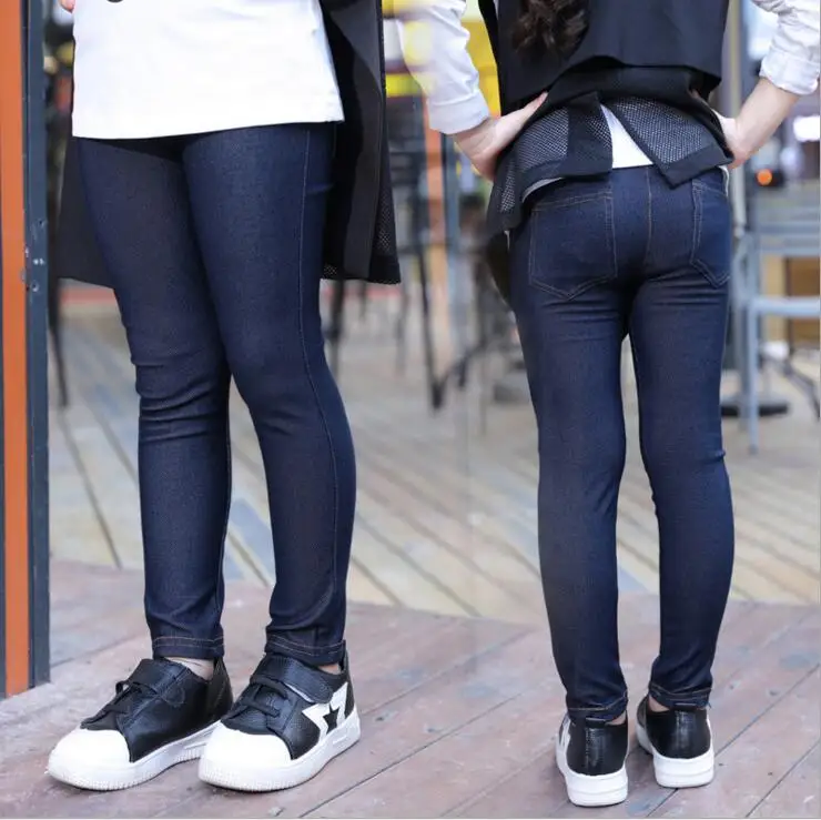 Весенне-осенние штаны для девочек VEENIBEAR леггинсы с имитацией джинсовой ткани