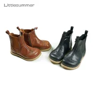 Genuine Leather Retro Girls Boots Fashion Children Chelsea Boots Baby Rain Boots Boys and Girls Western boots