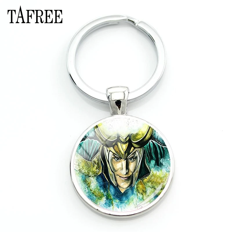 GO04 TAFREE Loki Бог озорства брелки модные уникальный художественный узор стекло, кабошон, серебро цвет для мужчин и женщин вечерние подарки Ювелирные изделия GO14 - Цвет: GO04