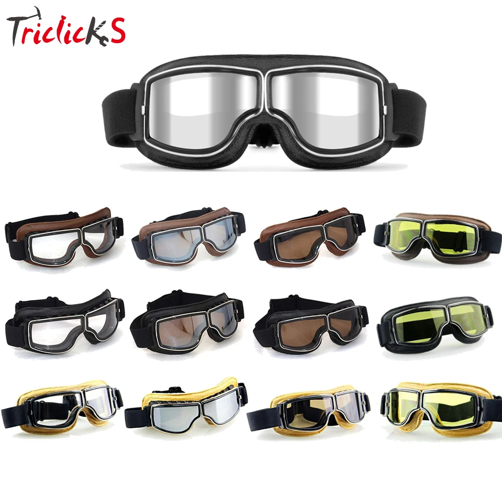 Triclicks мотокросса ретро Авиатор Пилот очки мотоцикл велосипед круизер Скутер