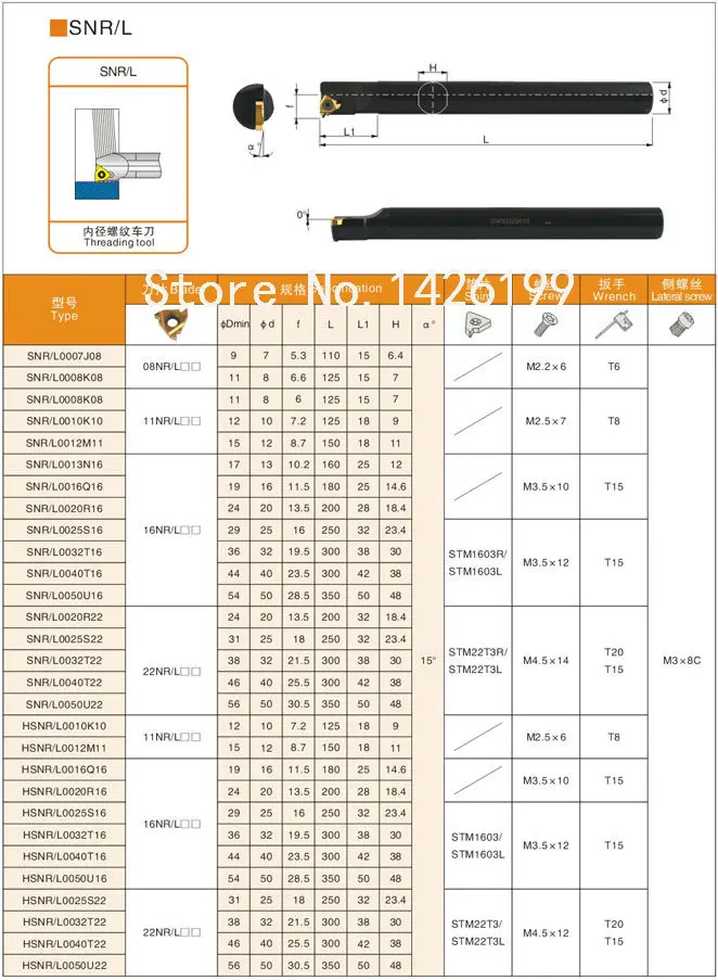 SNL SNR0008K08 SNR0008K11 SNR0010K11 SNR0012M11 SNR0016Q16 SNR0020R16 SNR0025S16 SNR0032T16/22 SNR0040T22 внутренний инструменты для резьбы