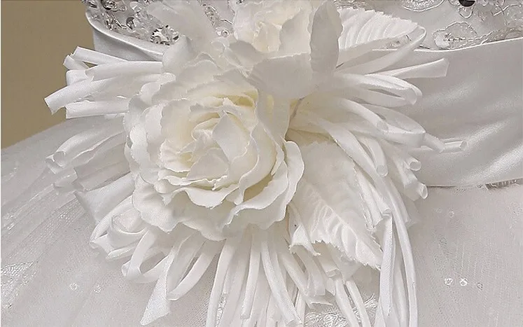 

Custom Made 2019 Elegant Ball Gown Lace Dresses for Wedding Vestido de Noiva Casamento Hand Flowers Robe De Mariage Bridal Gowns