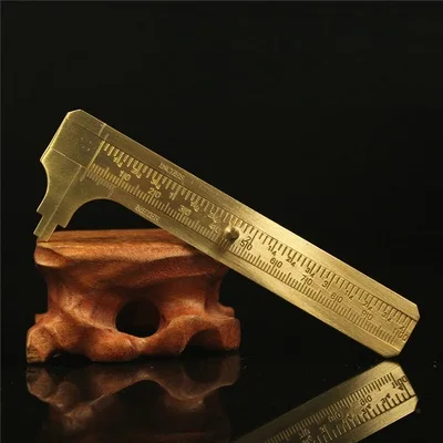 Миллиметр/дюймовая двойная шкала Штангенциркуль линейка латунная медная 80 мм 100