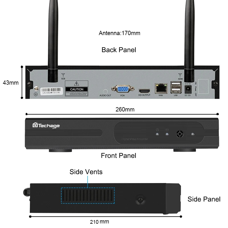 Techage 1080 P HD 4ch Беспроводной NVR комплект Wi-Fi видеонаблюдения Системы 4 шт. 2mp Открытый