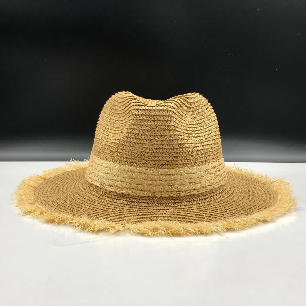 Женская соломенная шляпа Raffia Повседневная Соломенная в стиле джаз Пляжная лето