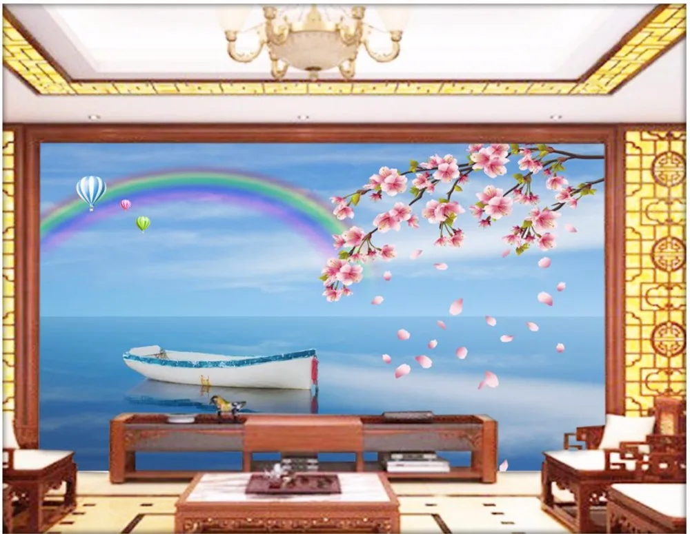 

Custom 3d wallpaper 3d wall murals wallpaper Flower mural balloon seaside landscape wallpaper tv background murals home decor