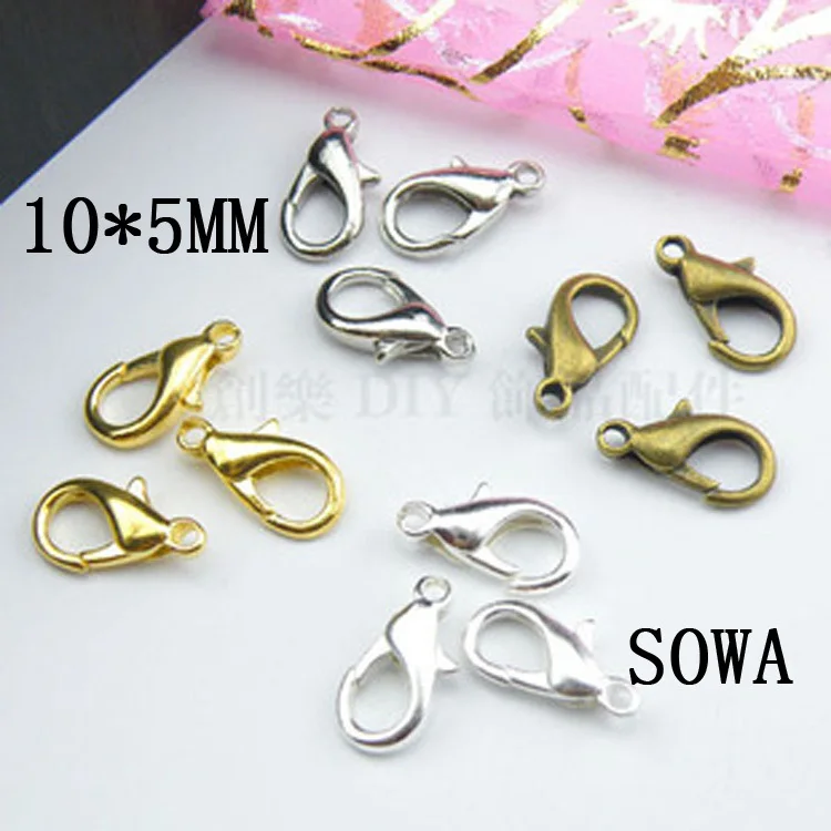 

Free Shipping 100 pcs/lot 10*5mm Jewelry Findings,301 Alloy bronze/gold/rose gold/gunblack/rhodium/silver Lobster clasp