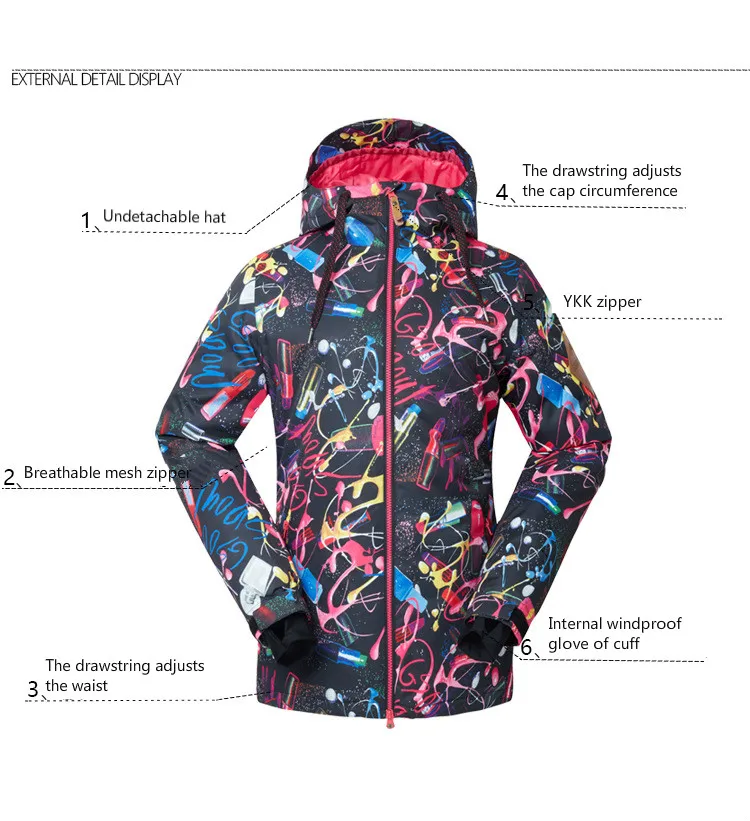 

GSOU SNOW New Lady Ski Suit Single Double Board Skiing Jacket Outdoor Warm Waterproof Windproof Ski Coat For Women Size XS-L