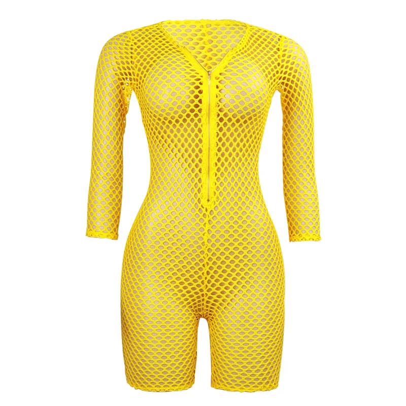 New Hot Ladies Jumpsuits Hollow See-through Slim Fit Deep V-collar Costume for Party Dancer YAA99 | Женская одежда