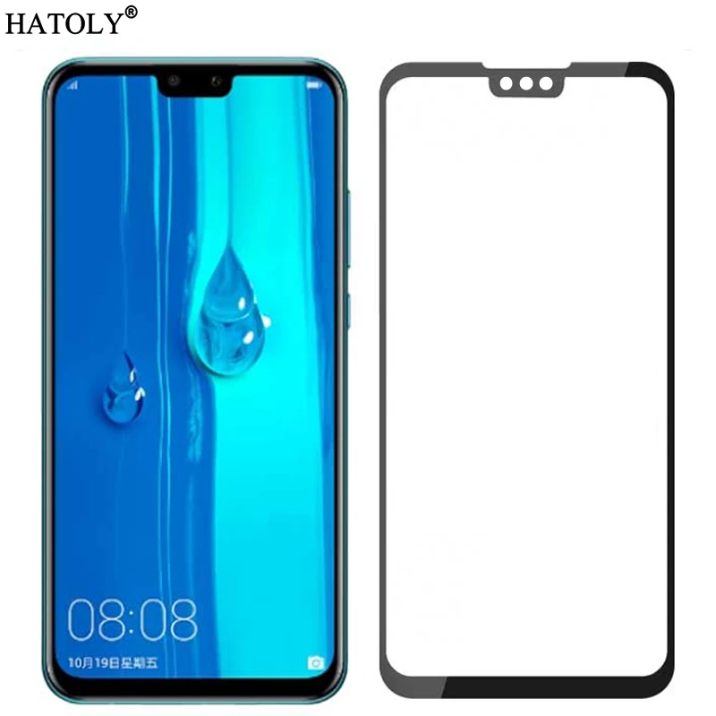 2 uds Huawei Y9 2019 de vidrio templado de vidrio para Huawei Y9 pel&iacute;cula de 2019 9H HD pegamento completa de la cubierta de Protector de pantalla para Huawei Y9 2019-1