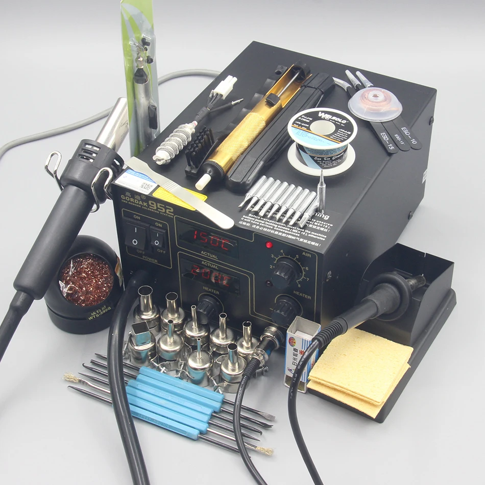 GORDAK 952 SMD наладочная станция 2 в 1 паяльная паяльник прямой ветровой тепловой