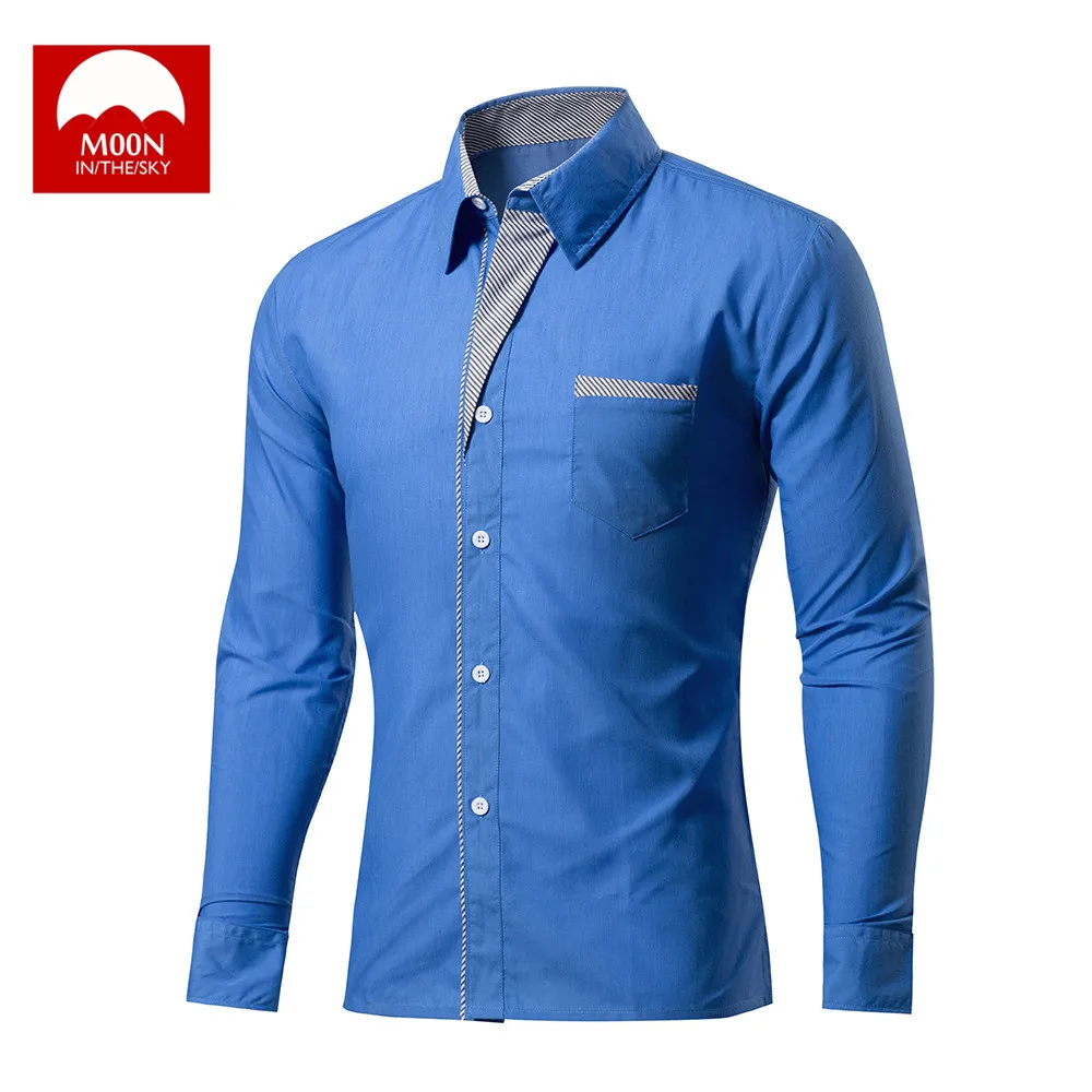 MOON 4XL новая модная брендовая мужская рубашка Camisa Masculina с длинным рукавом