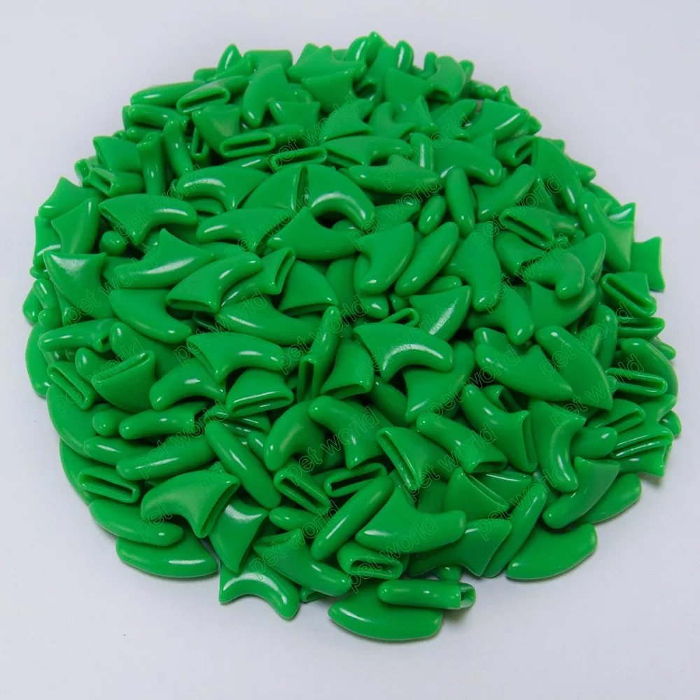 green 100 шт./лот, мягкие колпачки для ногтей для кошек, домашних животных, Силиконовый протектор для ногтей, кошачьи когти, лапы, Бесплатный клей, размер XS, s, m, l - Цвет: green