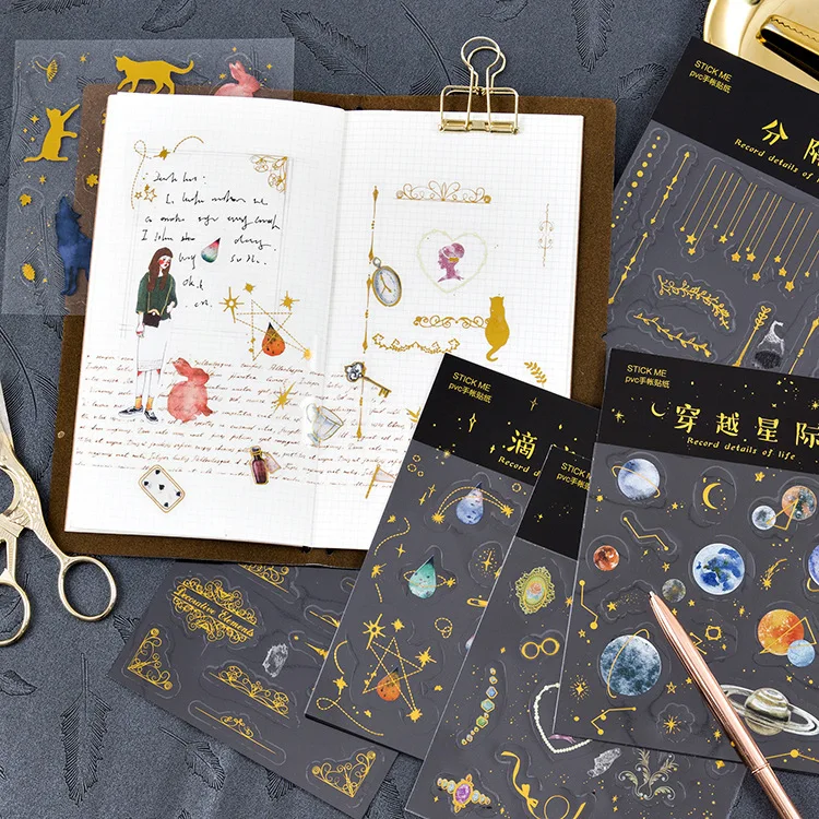 Необычные классический межзвездное золочение ПВХ стикер Alice лес Винтаж