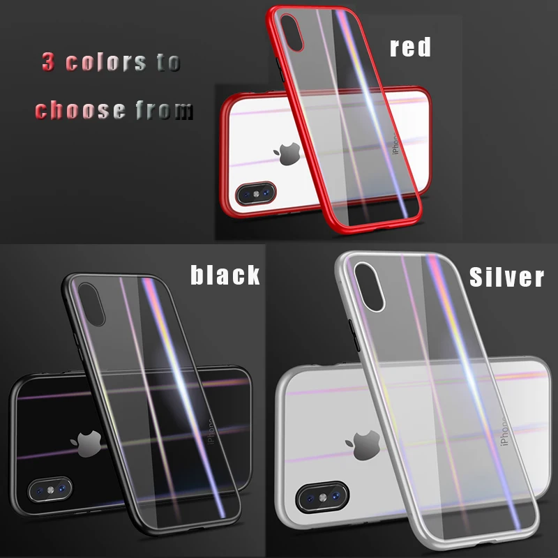 Metal Magnetic Phone Case for IPhone X 7 XR XS MAX Tempered Glass Back Magnet Cover 6 6S 8 Plus |