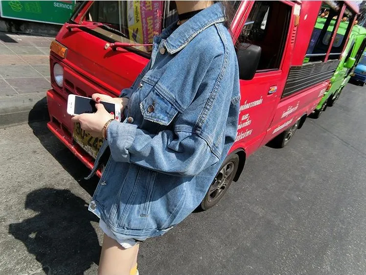 Весна 2018 новое платье для колледжа свободное Ковбойское пальто joker BF с эффектом