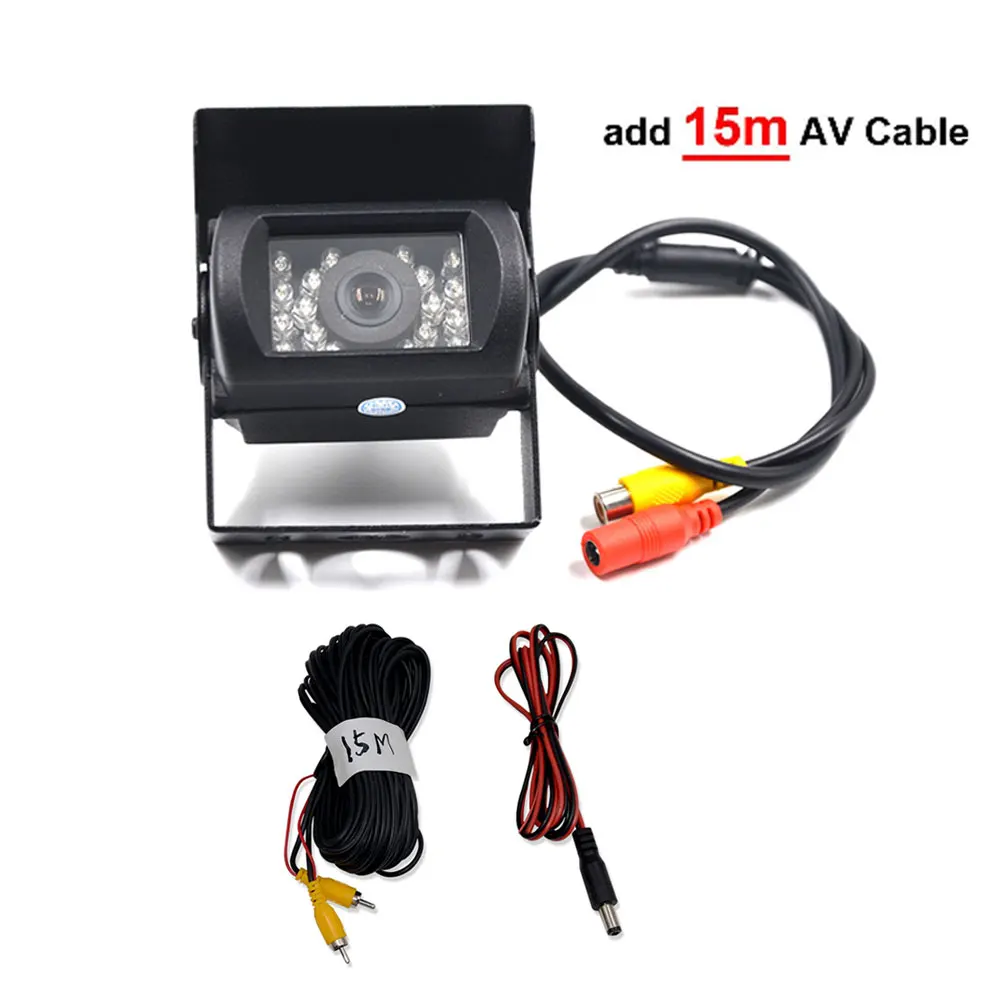 add 15m AV Cable BYNCG камера заднего вида для грузовика сверхмощный 18 светодиодный ИК ночного видения Водонепроницаемая камера заднего вида для грузовика/прицепа/пикапов/RV - Название цвета: add 15m AV Cable