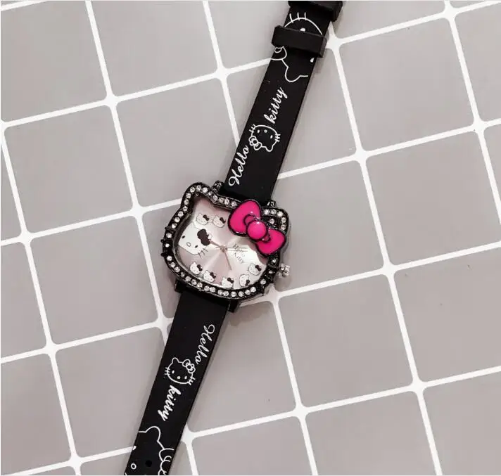 Дети hello Kitty мультфильм девушка студентка силиконовая лента кошка голова милые часы женщины