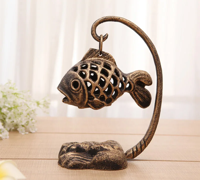 S Candle Stand Fish Vintage Gold Wrought Iron Home Table Decoration Metal Antique Tea Light