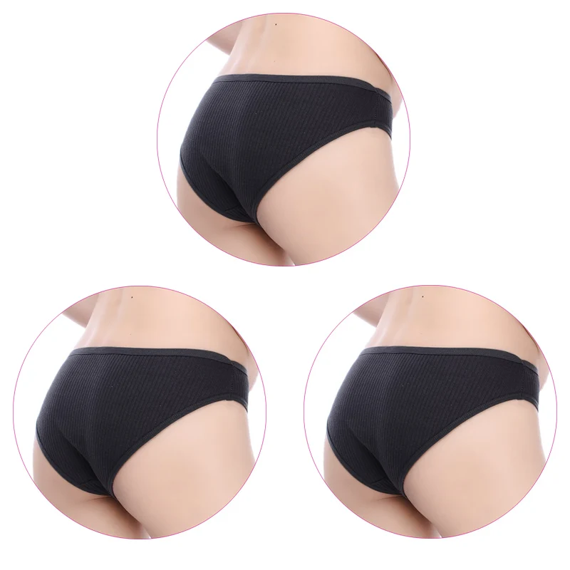 3Pcs-Black 3 шт./компл. нижнее белье Для женщин хлопковые трусы женские сексуальные трусики в полоску дышащий леди белье доступным несколько штук - Цвет: 3Pcs-Black