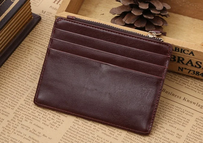 Фото Мужской кожаный кошелек GUBINTU тонкий мини-кошелек с отделением для кредитных карт
