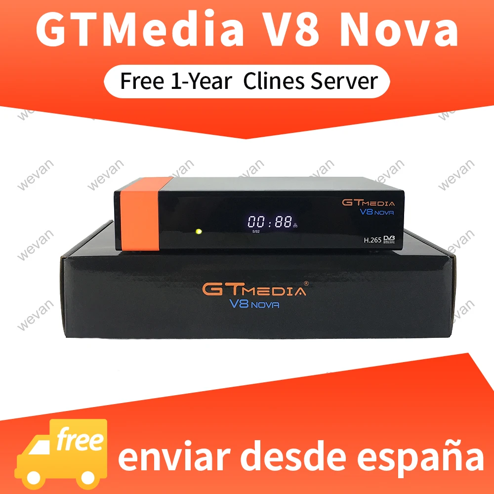 1 год Европа Cline подлинный GTMedia V8 Nova встроенный WiFi DVB S2 fta спутниковый ресивер Full HD
