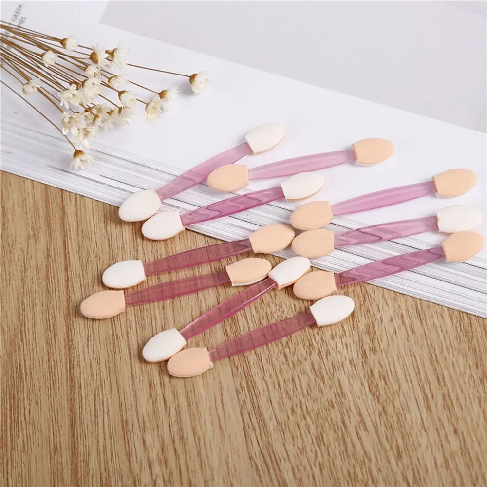 10Pcs/Bag Disposable Eyeshadow Eyebrow Eyeliner Lip Brush Sponge Dual Sided Makeup Applicator Tool for Women Random Color | Красота и