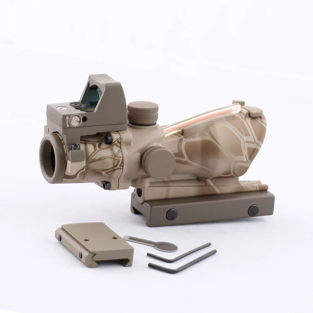 SPINA Оптика Тактический ACOG 4X32 стиль волоконный источник Красная светящаяся