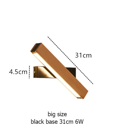 black 31cm Современный скандинавский светодиодный настенный светильник из цельного дерева, вращающийся настенный светильник для спальни, кабинета, зеркала на переднее крыльцо, коридора, балкона, кровати, настенный светильник из кованого железа - Цвет абажура: black 31cm
