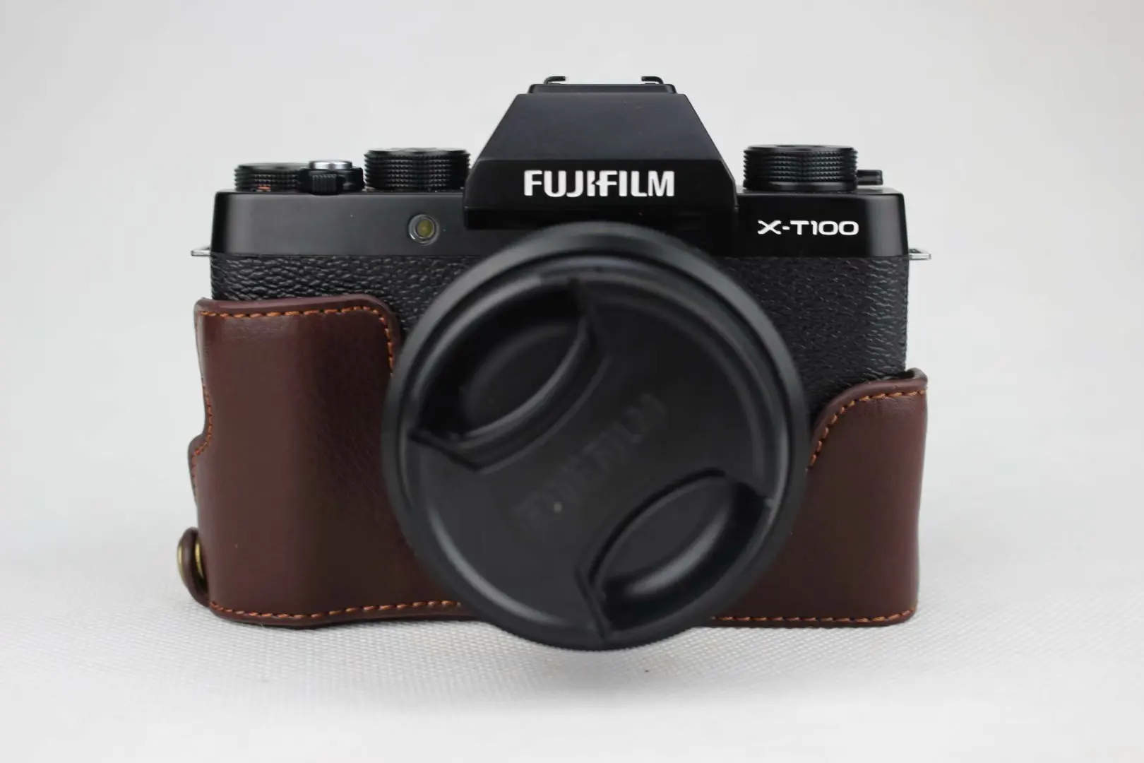 Сумка для камеры из натуральной кожи для профессиональной камеры Fujifilm XT100, чехол на половину, открытая батарея