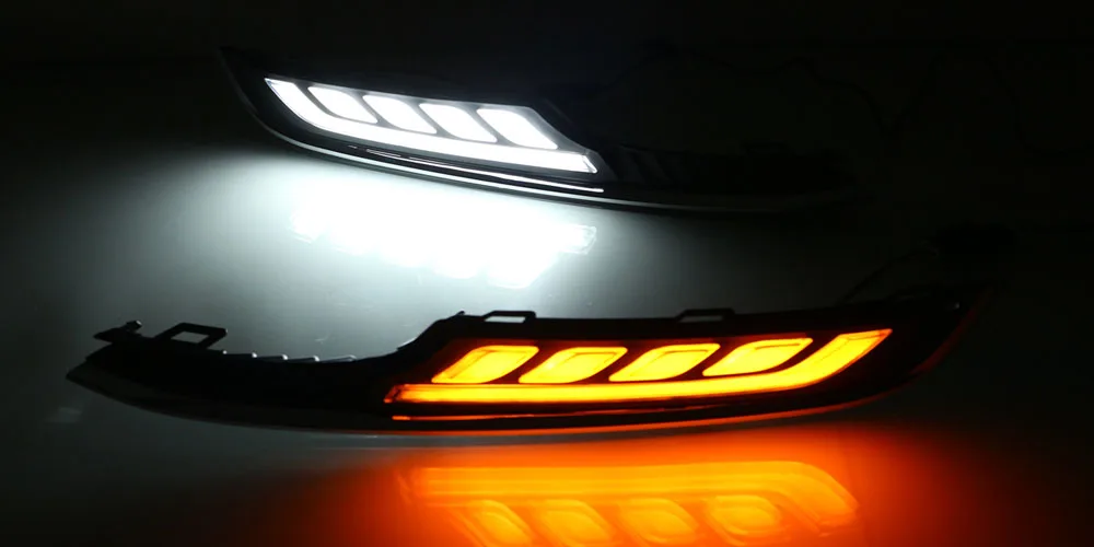 White and orange Желтый сигнальный фонарь для автомобиля DRL водонепроницаемый 12V Светодиодный дневной ходовой свет противотуманная лампа для Volkswagen Golf 7 2013 - Цвет: White and orange