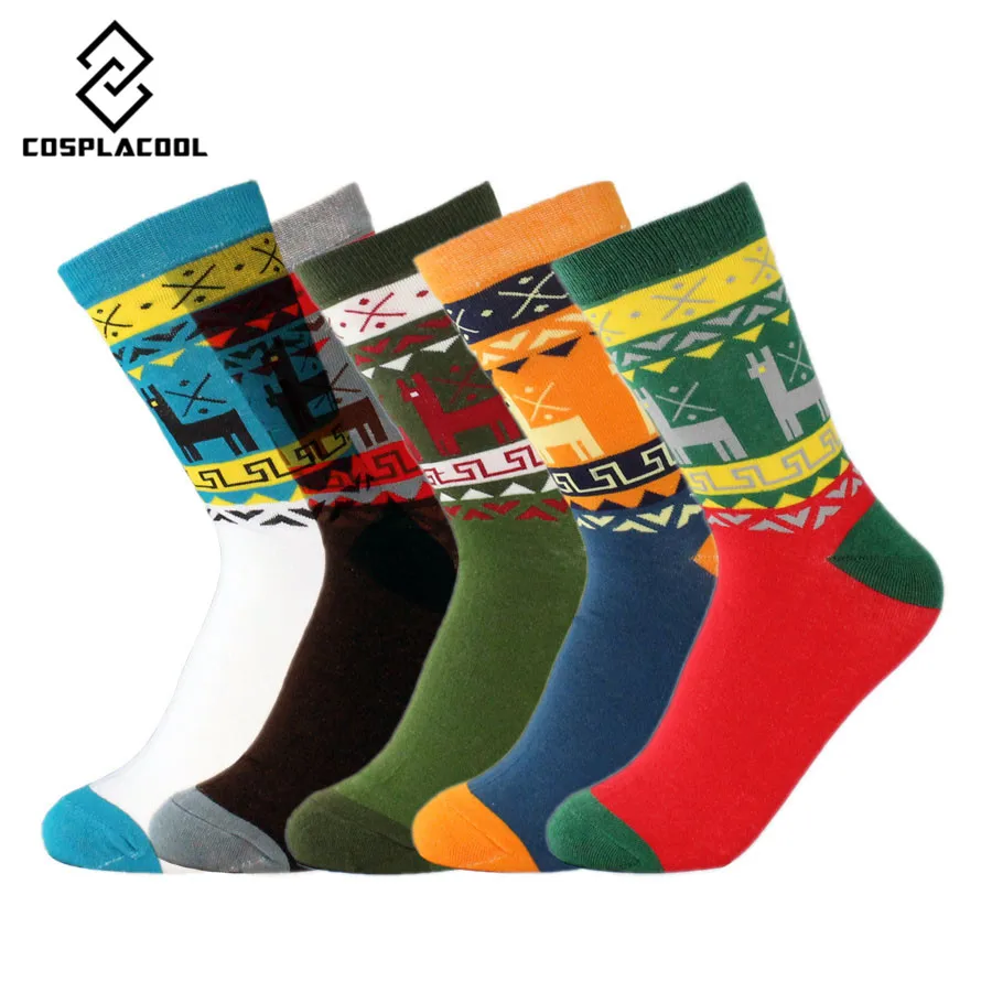 [COSPLACOOL]5 пар/лот Новое поступление мужские носки Модные цветные большого размера