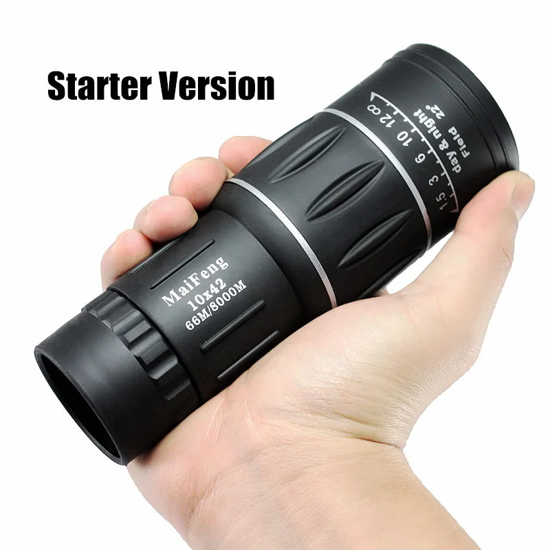 Starter Version Мощный телескоп, профессиональный монокулярный бинокль, HD Lll, ночное видение, водонепроницаемый, 10X42, Монокуляр для походов, охоты, монокуло - Цвет: Starter Version