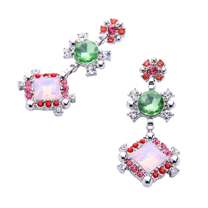 Классические серьги-подвески в виде листьев с кристаллами три цвета | Украшения и