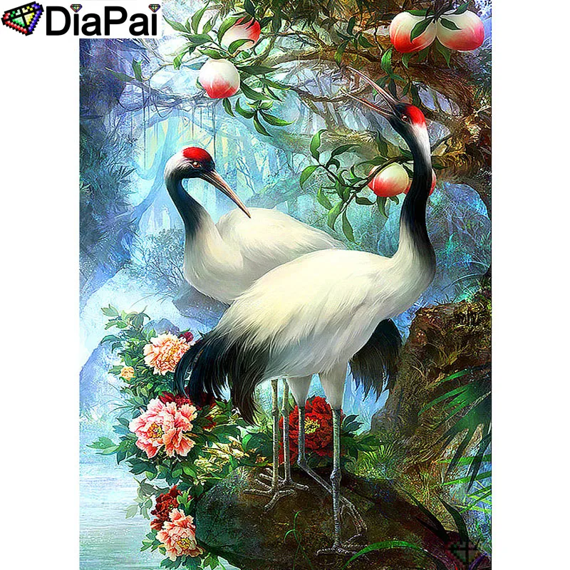 

DIAPAI 100% Full Square/Round Drill 5D DIY Diamond Painting "Animal crane" Diamond Embroidery Cross Stitch 3D Decor A16988