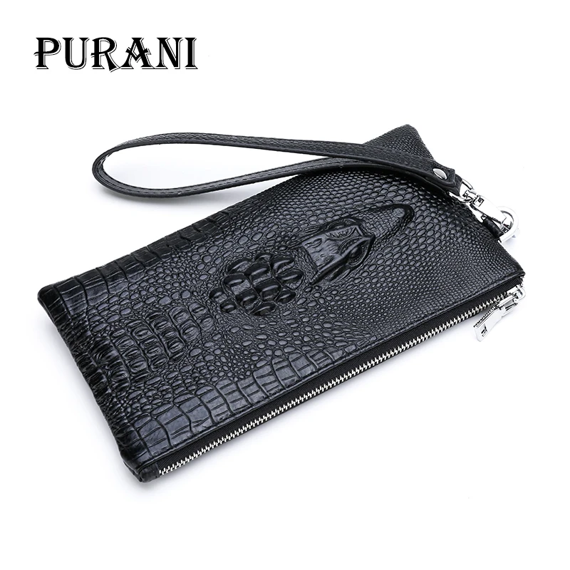 Мужской клатч из натуральной кожи аллигатора с объемным рисунком|Мужские