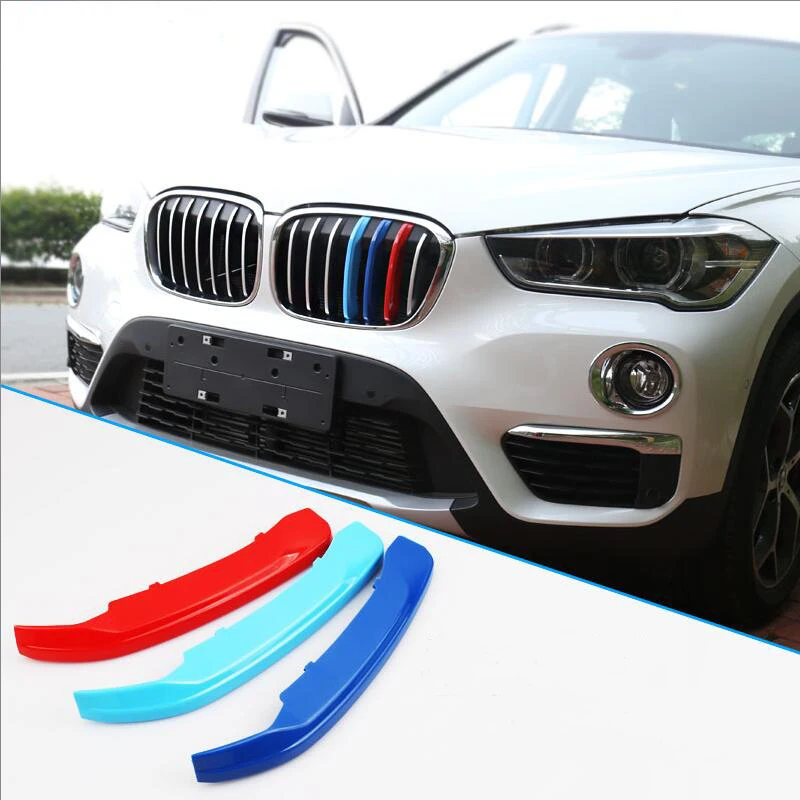 

Car Styling 3D ABS Molding M Front Grille Trim Strips Cover Motorsport Stickers For BMW X1 F48 E84 2011-2017 Auto Accessories