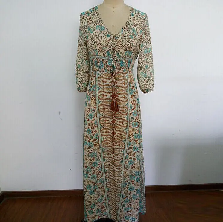 Летние женские длинное платье в европейском и американском стиле с рукавами Boho