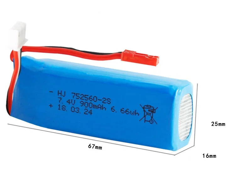 Ewellsell 1 шт. 2 7 4 В 900 мАч 25c литиевая батарея 752060 2S JST разъем для XK X520 R/C самолета |